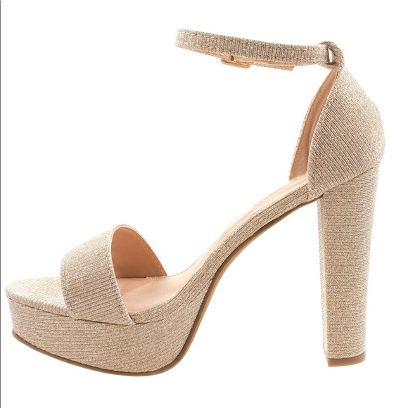 Champagne Platform Heel, Block Heel - Picture 2 of 4